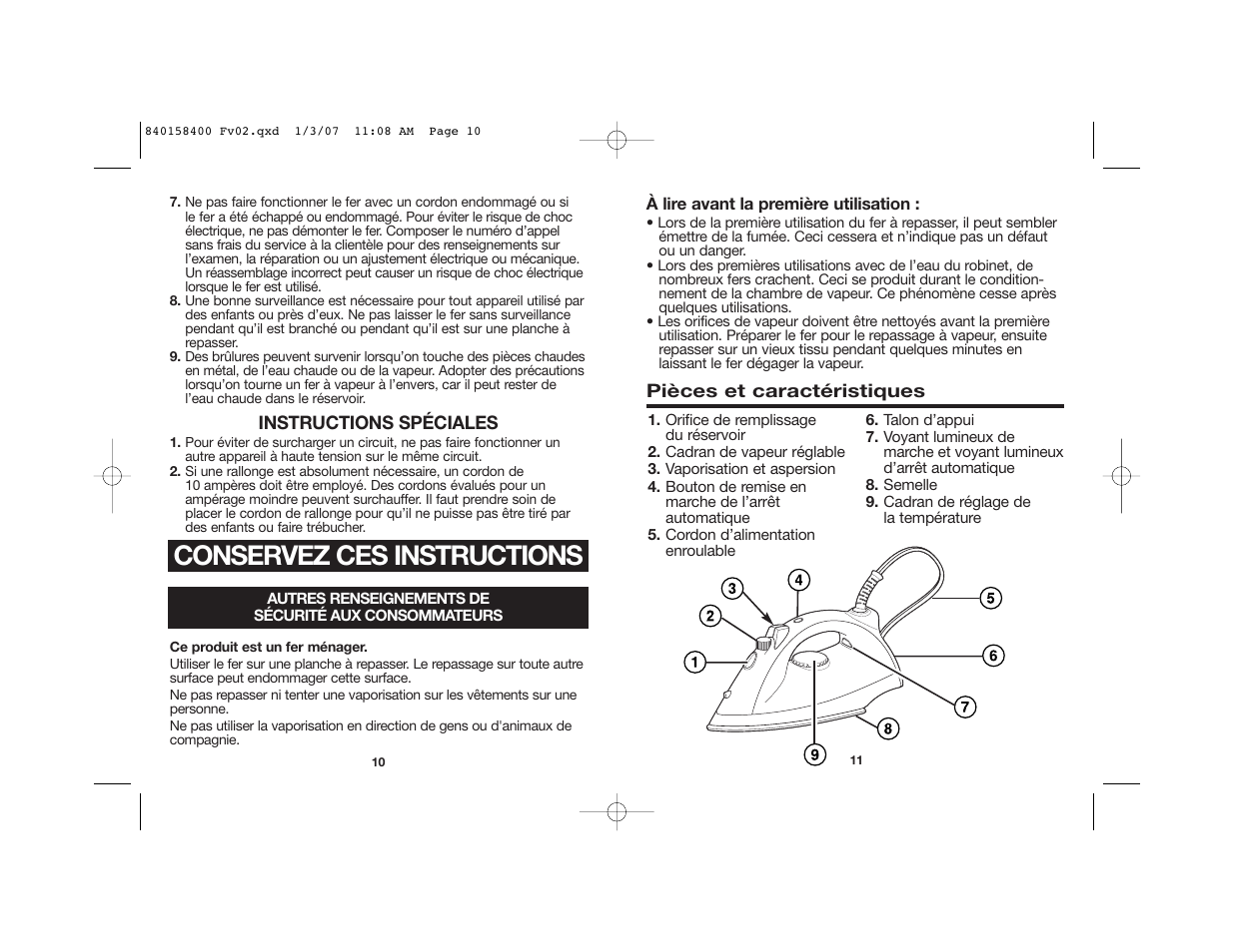 Conservez ces instructions | Proctor-Silex 17515 User Manual | Page 7 / 15
