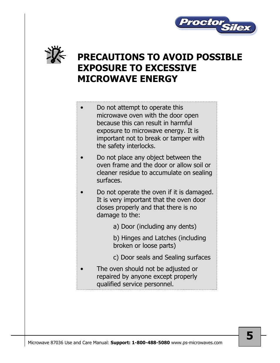 Proctor-Silex 87036 User Manual | Page 5 / 17