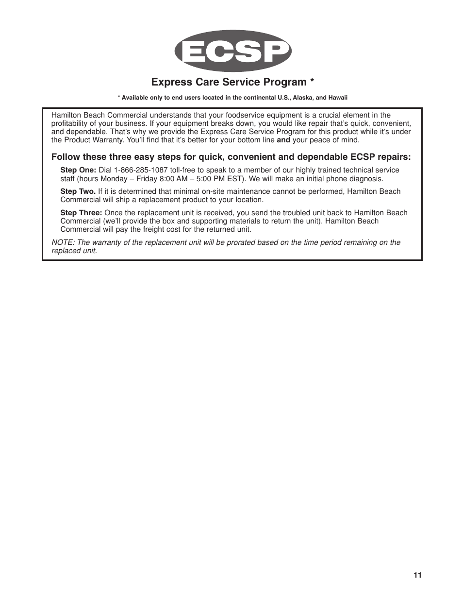 Express care service program | Proctor-Silex HBH450 User Manual | Page 11 / 32