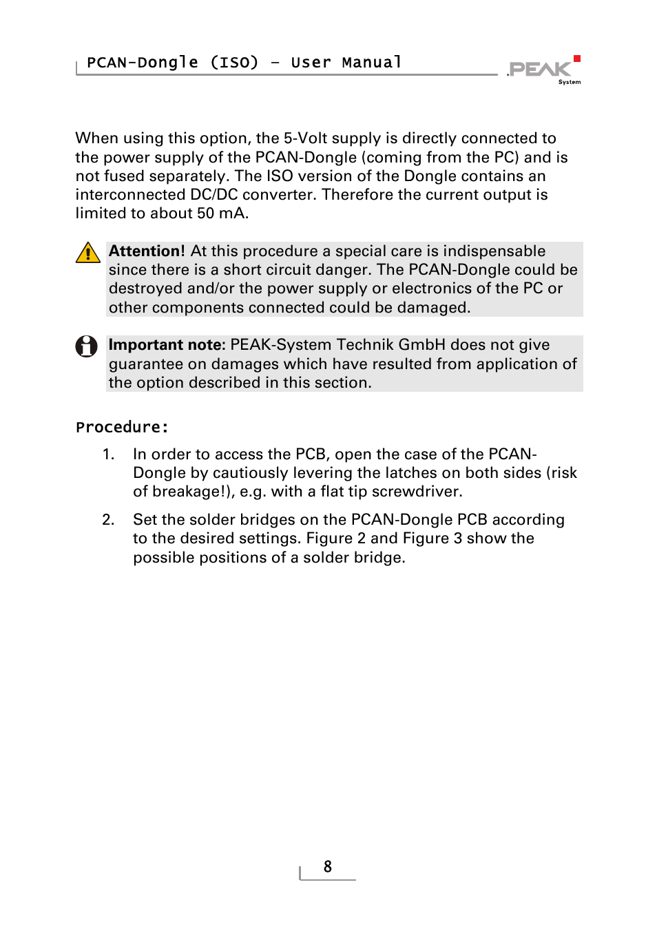PEAK-System Technik PCAN-DONGLE IPEH-002019 User Manual | Page 8 / 23