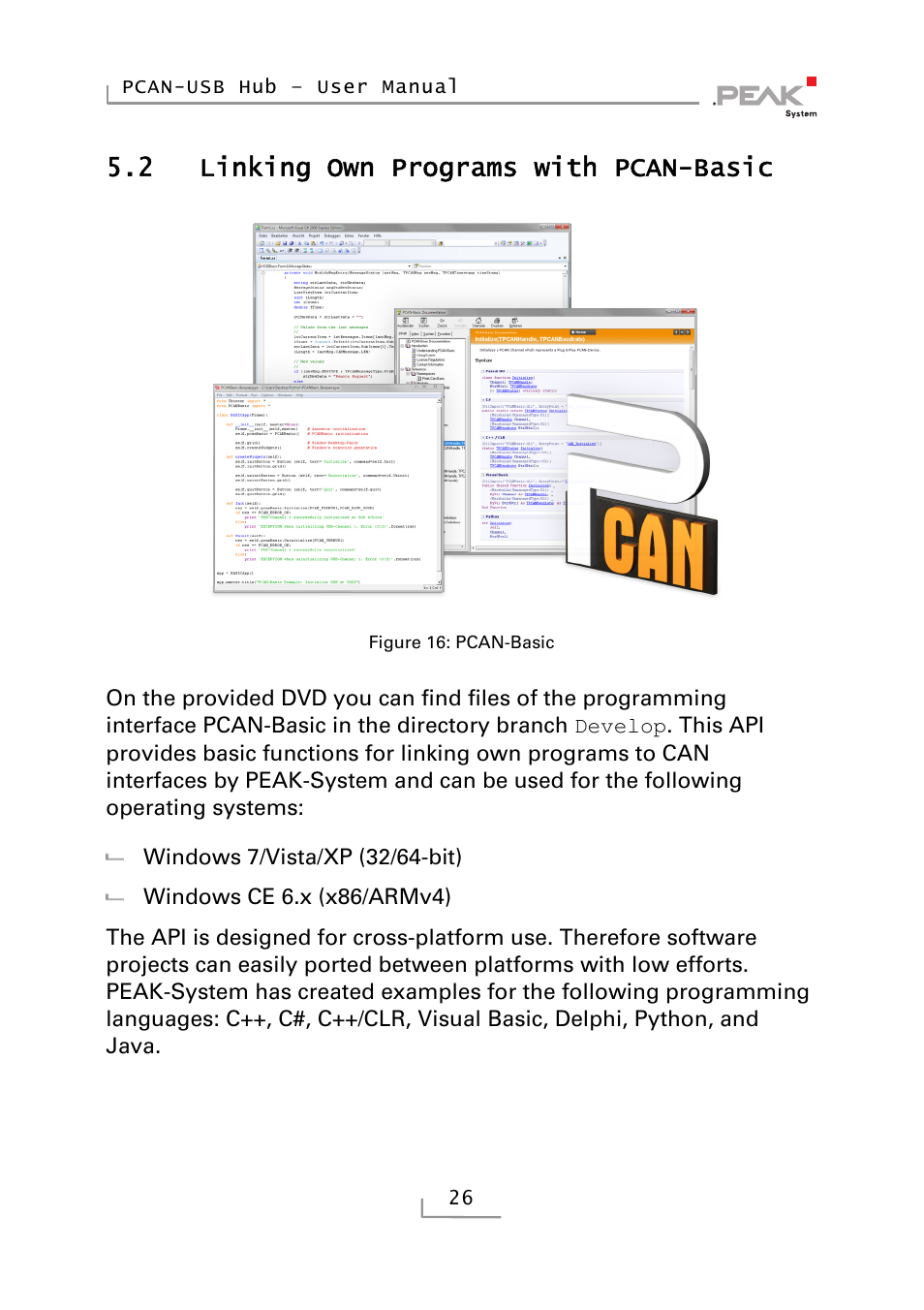 2 linking own programs with pcan-basic, Linking own programs with pcan-basic | PEAK-System Technik RS-232 User Manual | Page 26 / 35