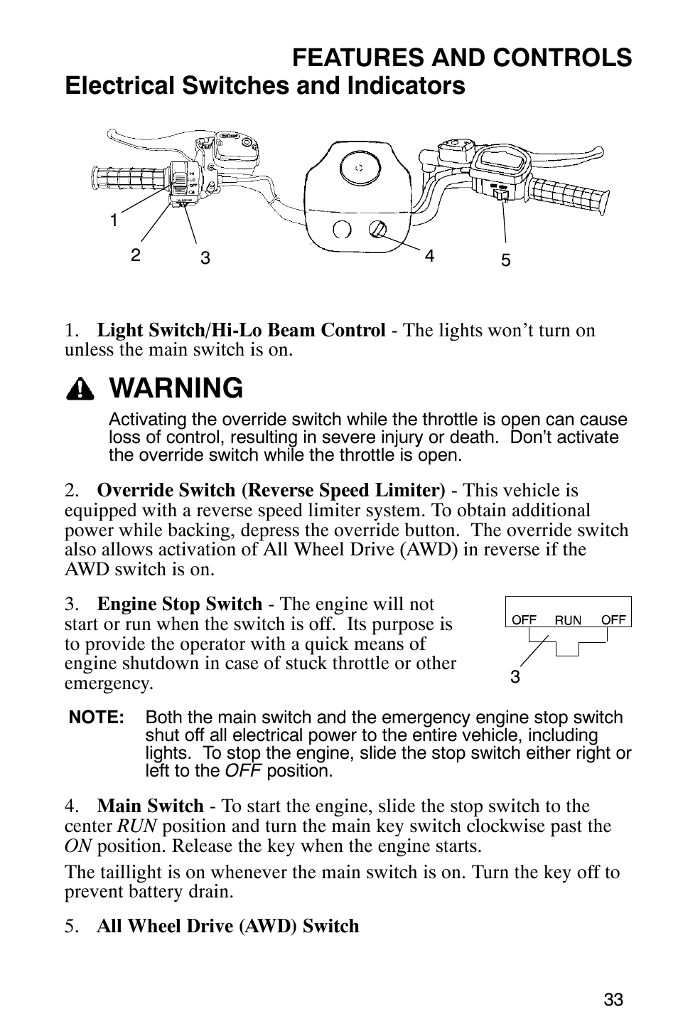 Warning | Polaris 6X6 User Manual | Page 36 / 136