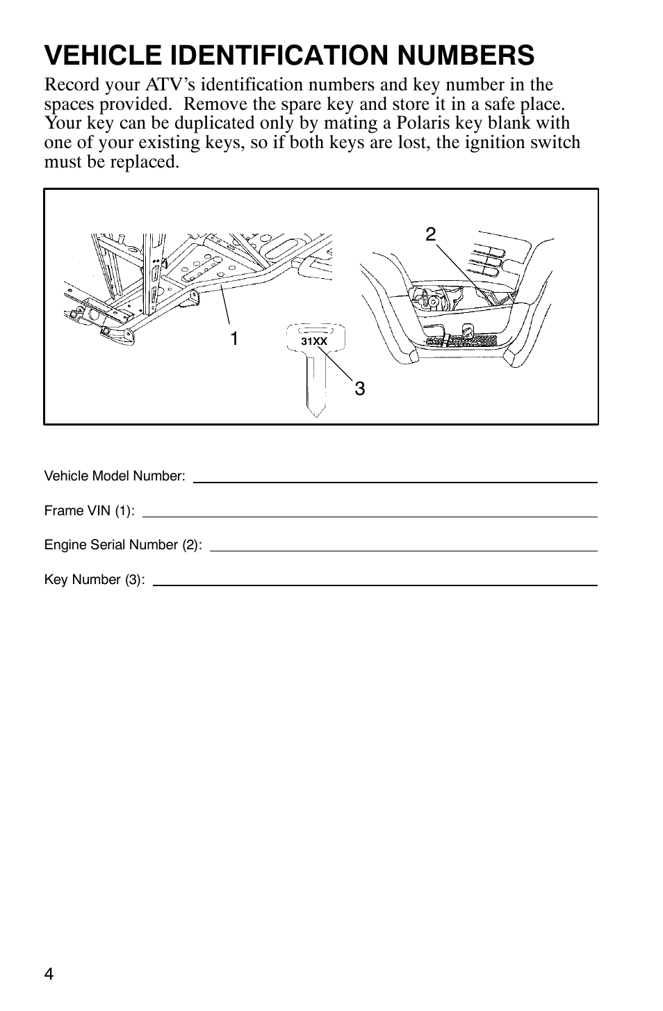 Vehicle identification numbers | Polaris 6X6 User Manual | Page 7 / 136