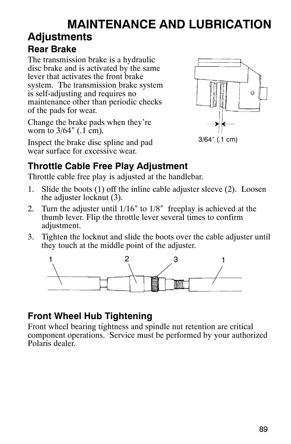 Maintenance and lubrication, Adjustments | Polaris 6X6 User Manual | Page 92 / 136