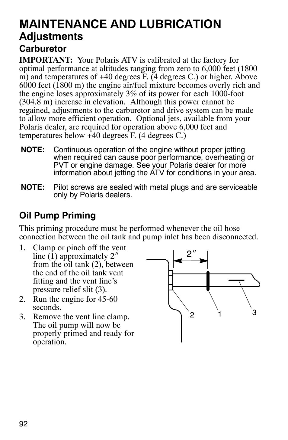 Maintenance and lubrication, Adjustments | Polaris 6X6 User Manual | Page 95 / 136