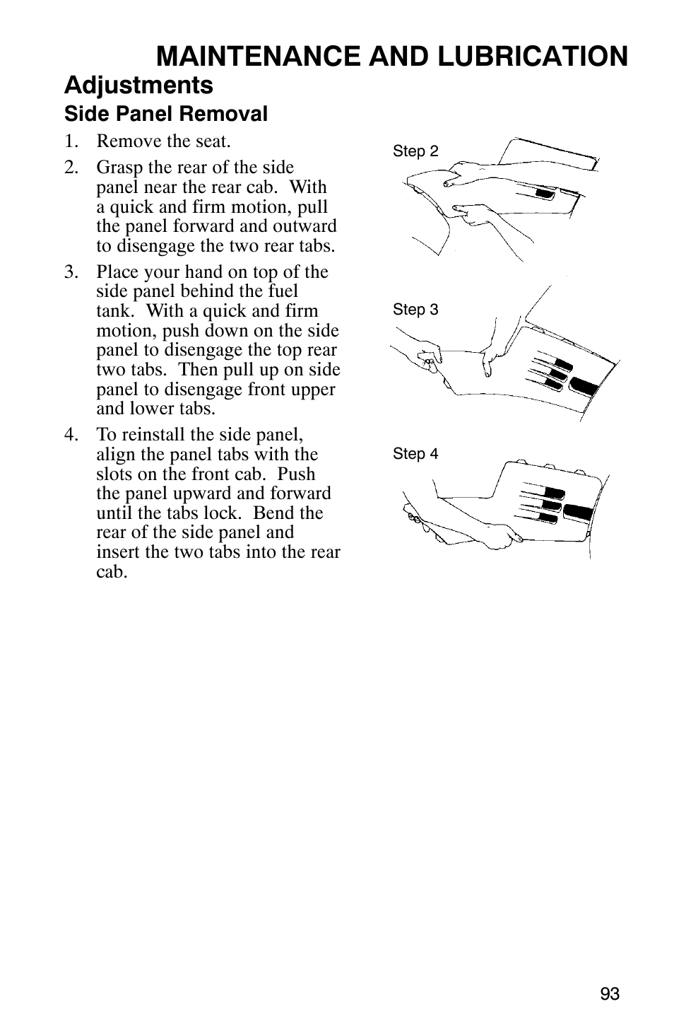 Maintenance and lubrication, Adjustments | Polaris 6X6 User Manual | Page 96 / 136