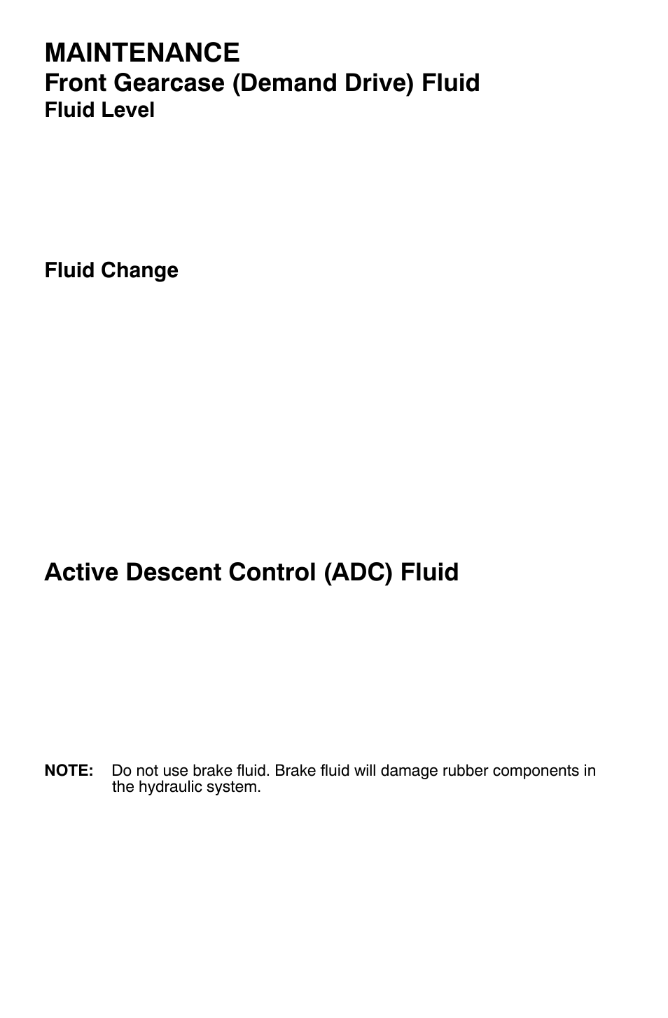 Maintenance, Front gearcase (demand drive) fluid, Active descent control (adc) fluid | Polaris Sportsman 500 EFI X2 User Manual | Page 100 / 157