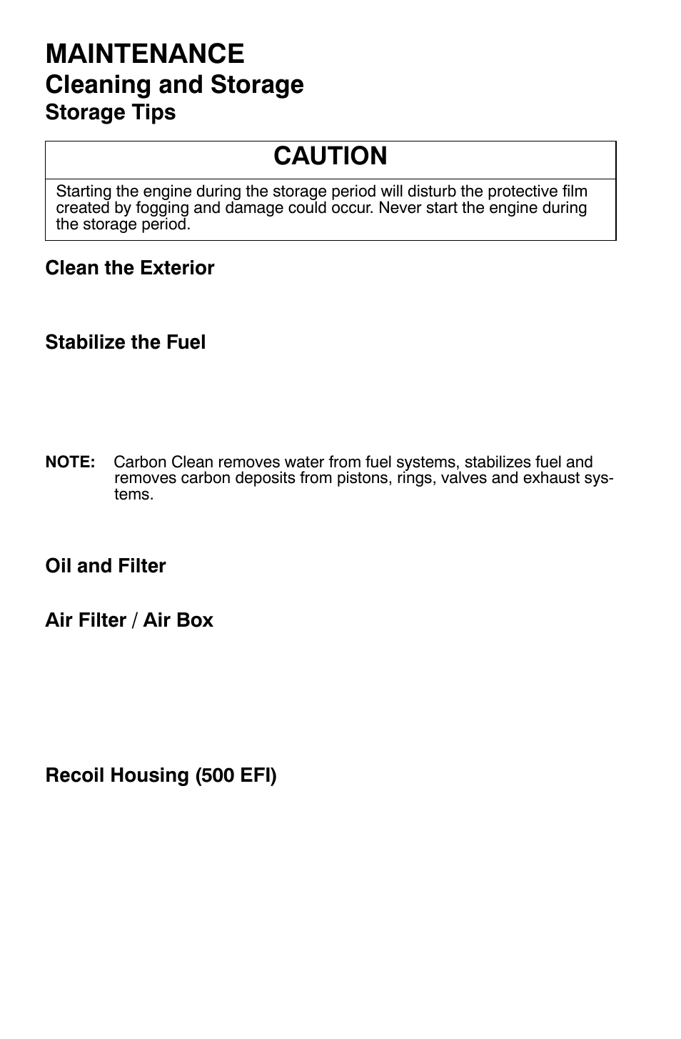 Maintenance, Cleaning and storage, Caution | Polaris Sportsman 500 EFI X2 User Manual | Page 132 / 157