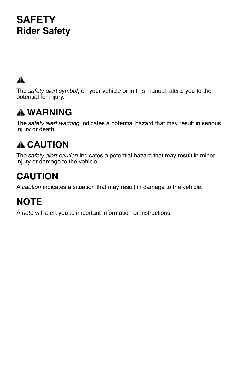 Safety, Rider safety, Warning | Caution | Polaris Sportsman 500 EFI X2 User Manual | Page 16 / 157