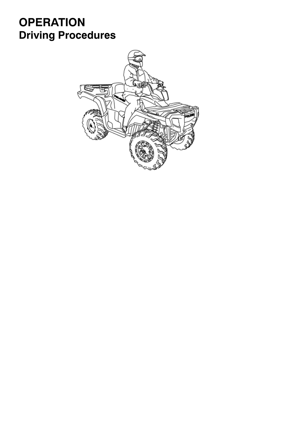 Operation, Driving procedures | Polaris Sportsman 500 EFI X2 User Manual | Page 68 / 157