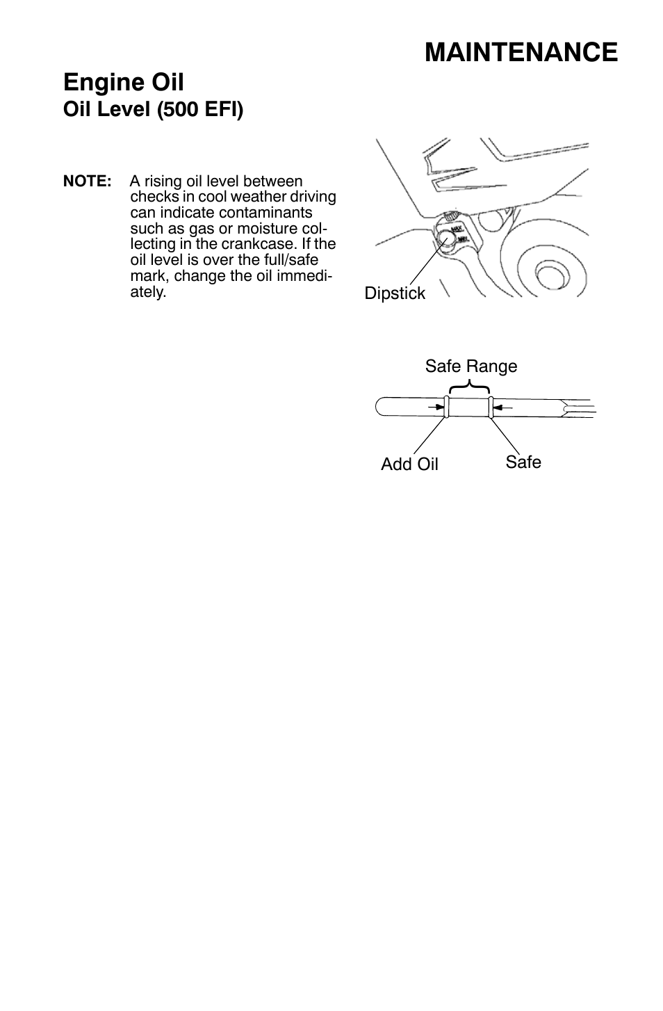 Maintenance, Engine oil | Polaris Sportsman 500 EFI X2 User Manual | Page 91 / 157