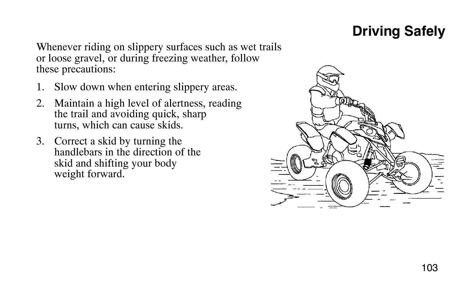 Driving safely | Polaris Sprotsman 90 User Manual | Page 105 / 188