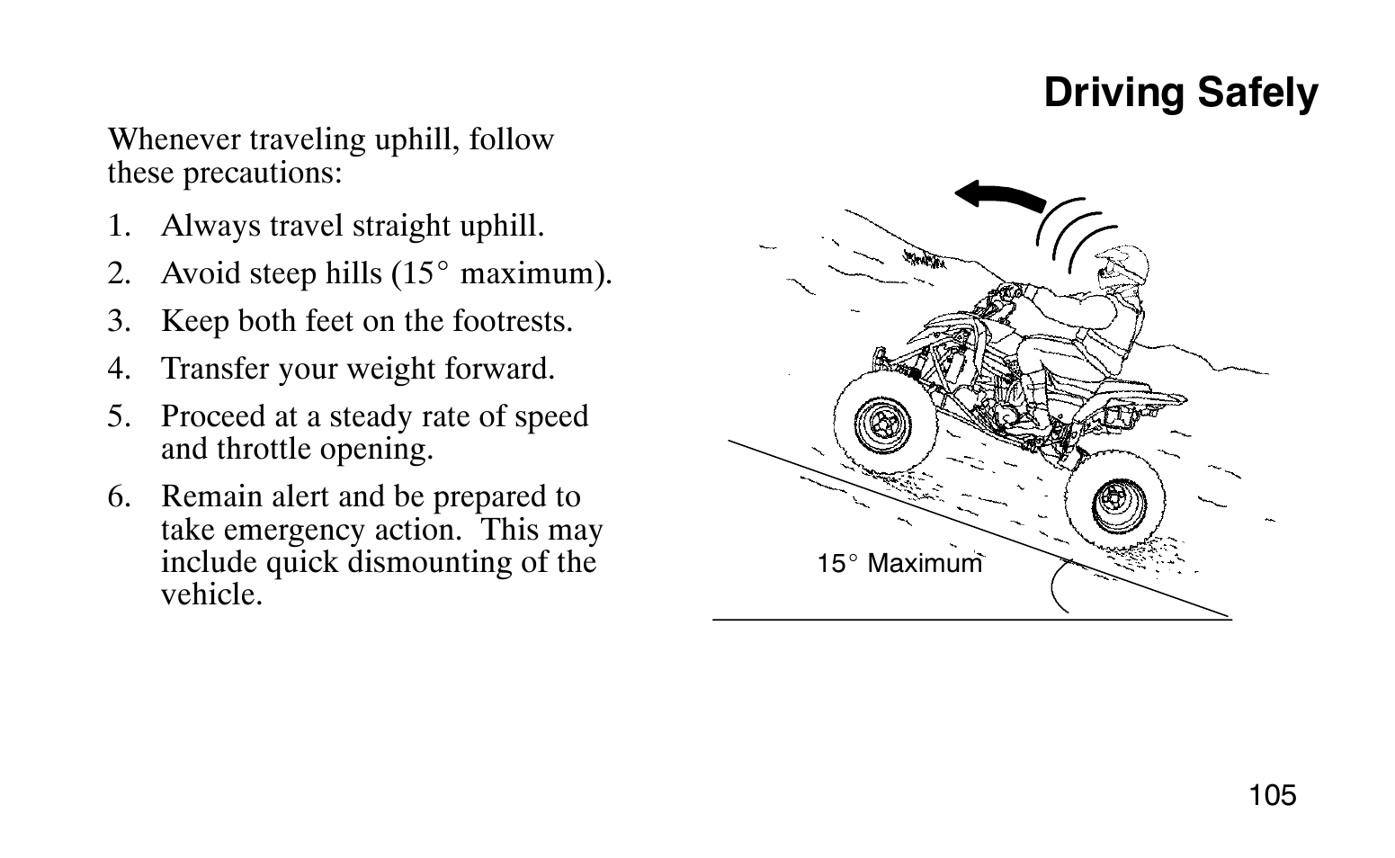 Driving safely | Polaris Sprotsman 90 User Manual | Page 107 / 188