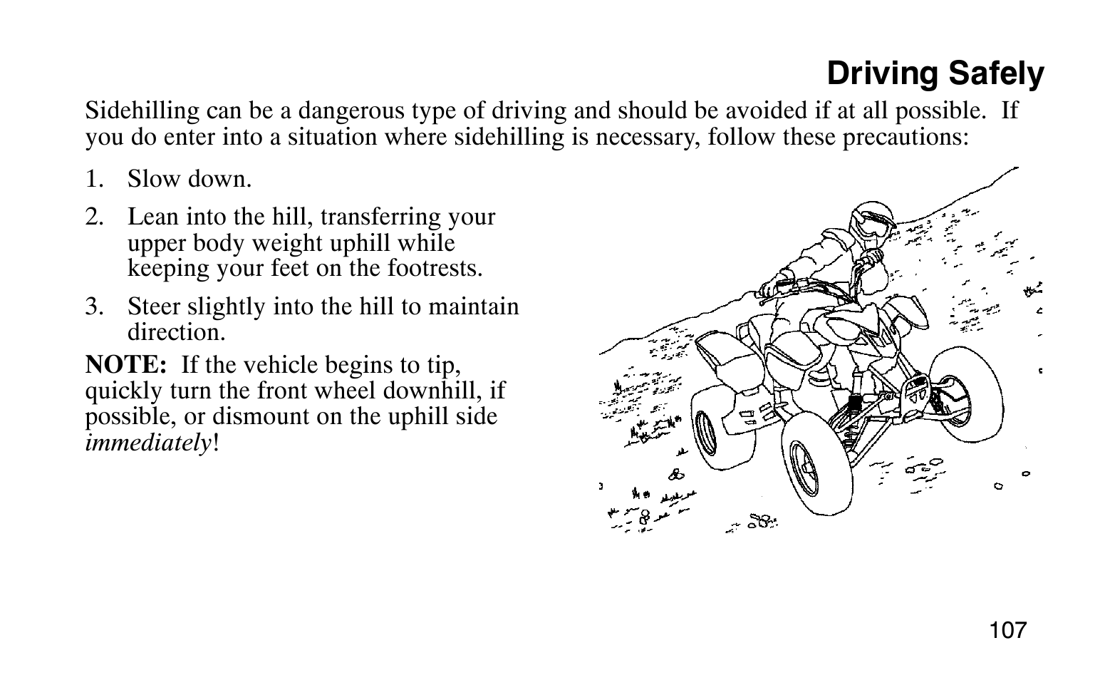 Driving safely | Polaris Sprotsman 90 User Manual | Page 109 / 188