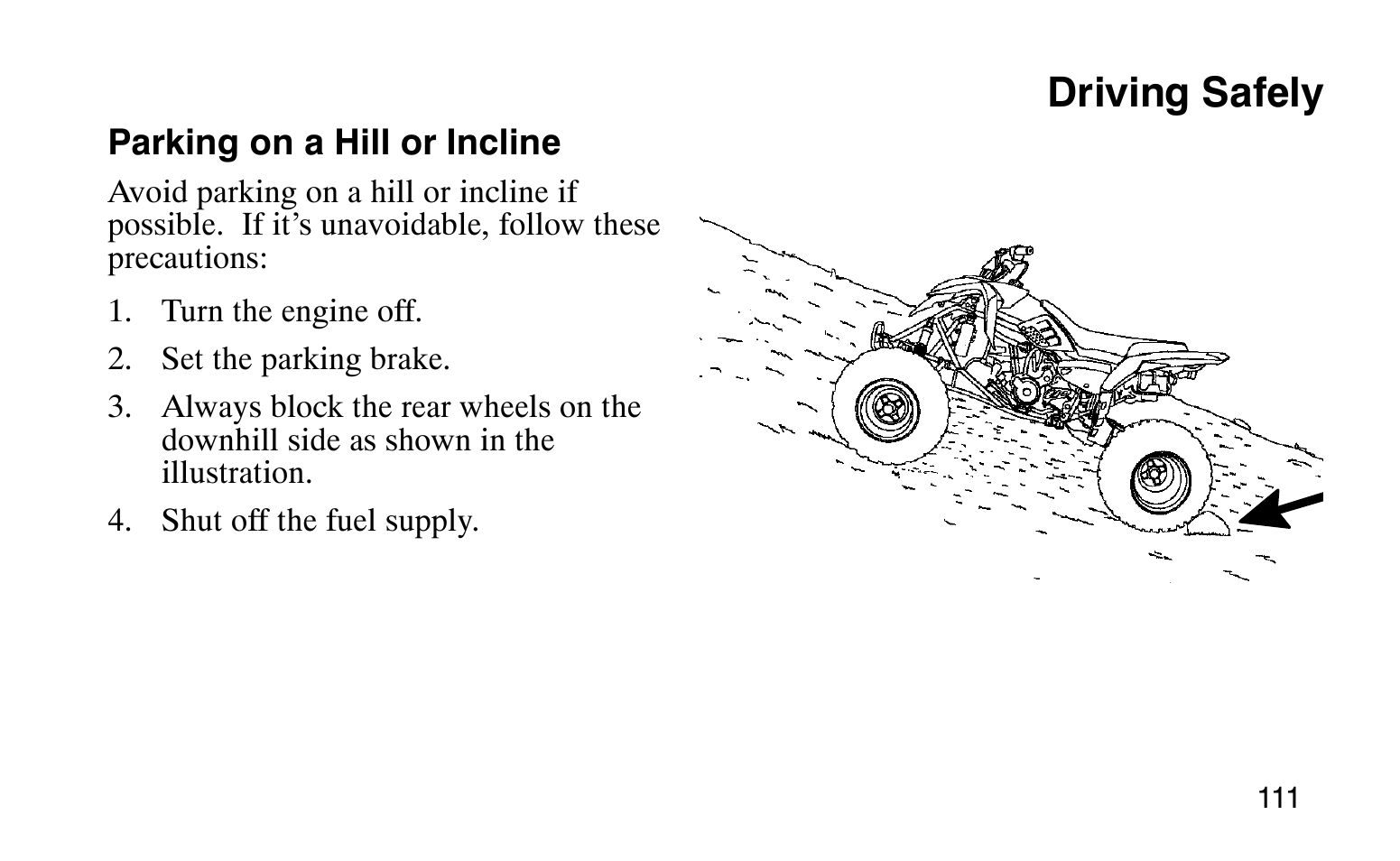 Driving safely | Polaris Sprotsman 90 User Manual | Page 113 / 188