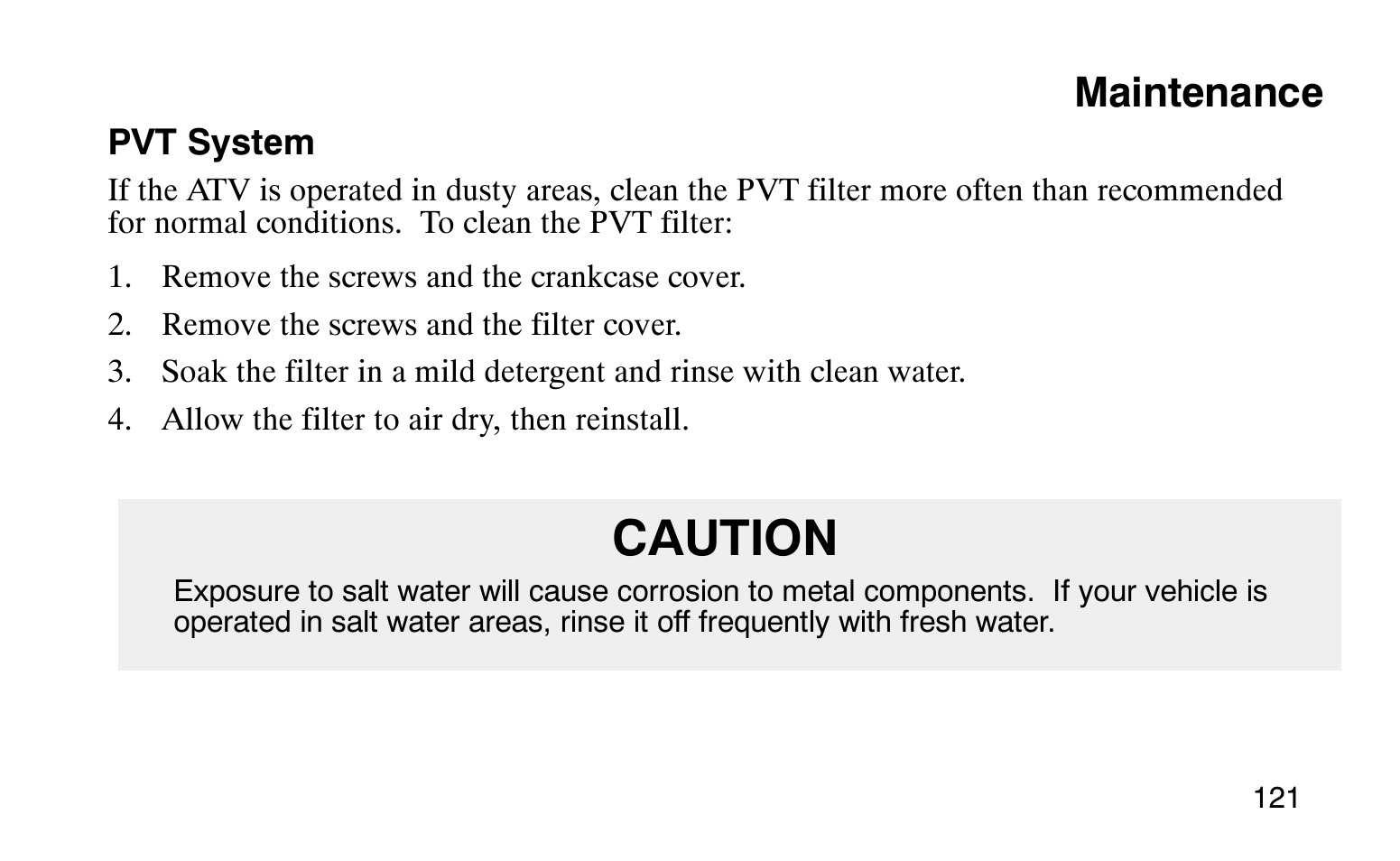 Caution | Polaris Sprotsman 90 User Manual | Page 123 / 188