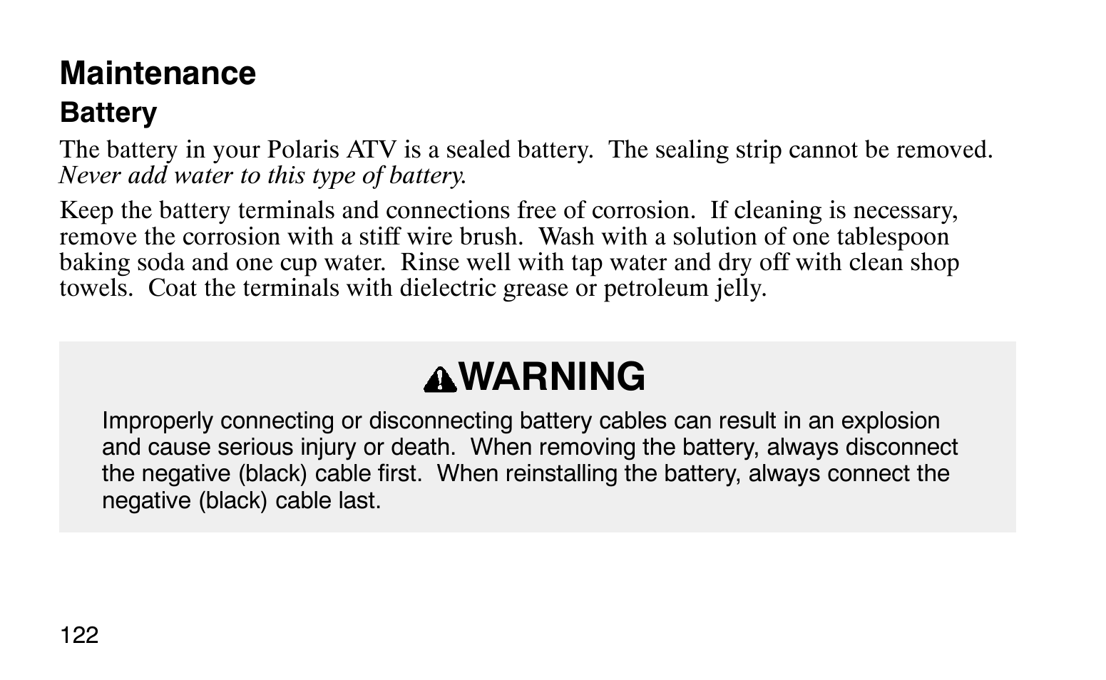 Warning, Maintenance | Polaris Sprotsman 90 User Manual | Page 124 / 188