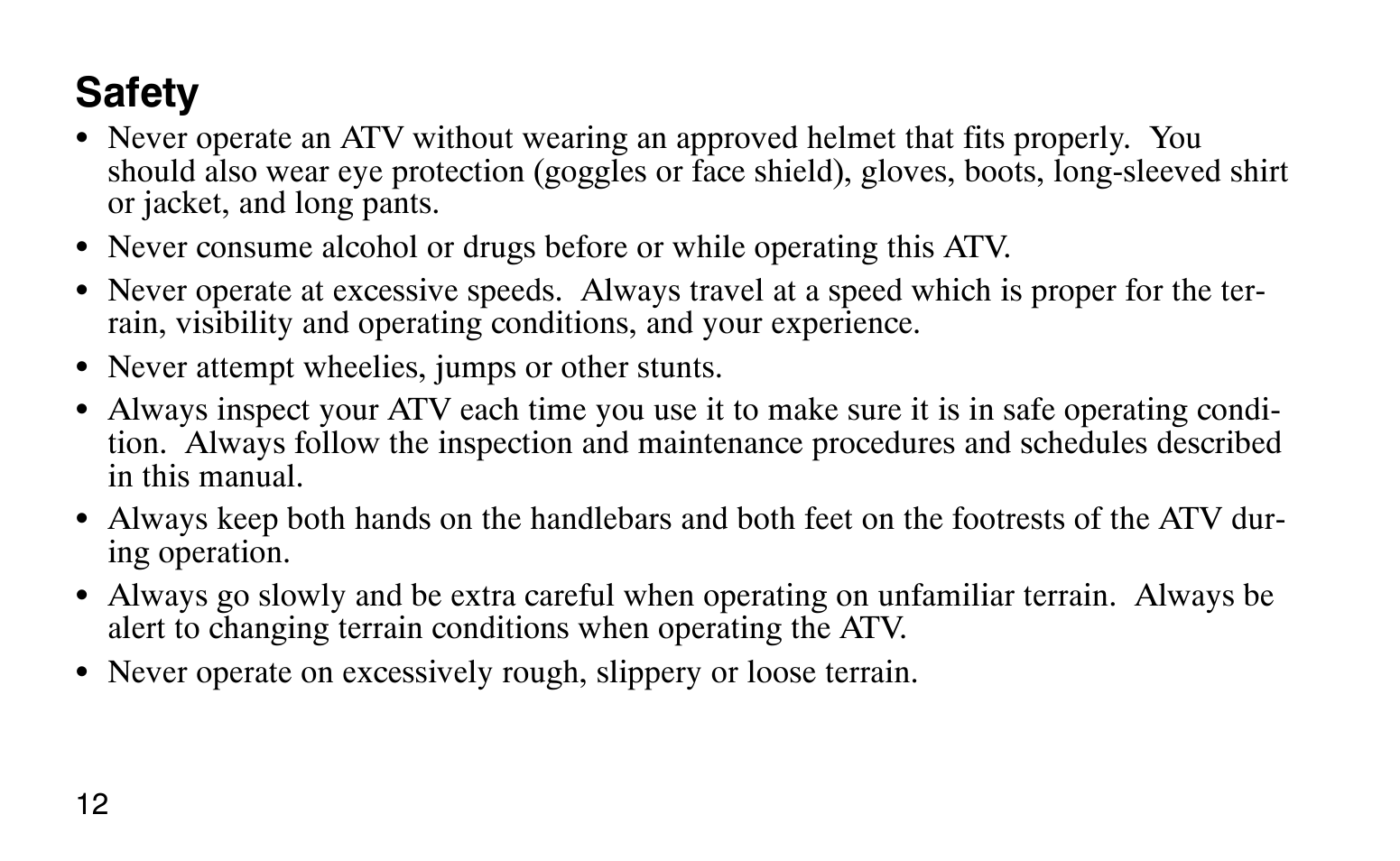 Safety | Polaris Sprotsman 90 User Manual | Page 14 / 188