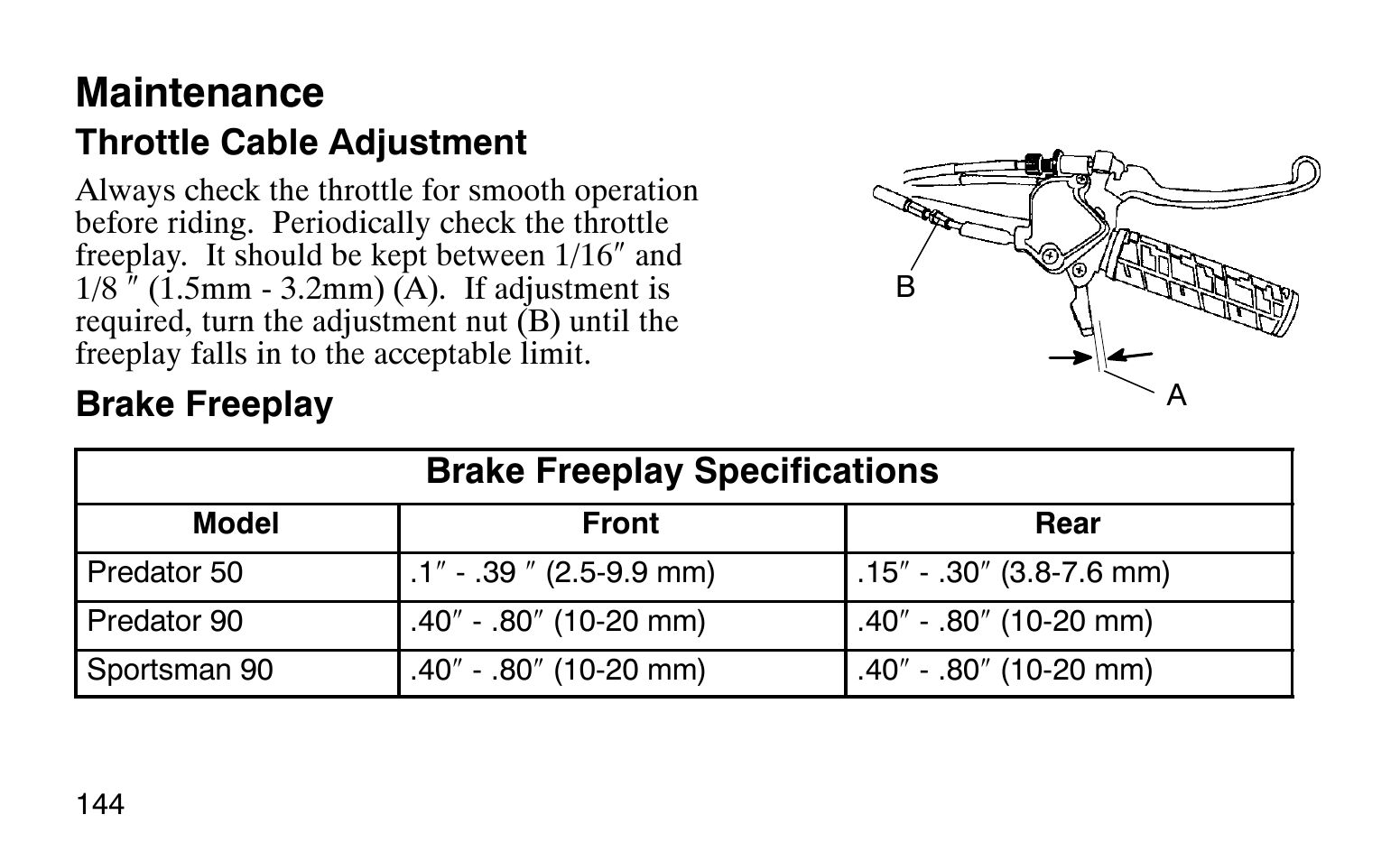 Maintenance | Polaris Sprotsman 90 User Manual | Page 146 / 188