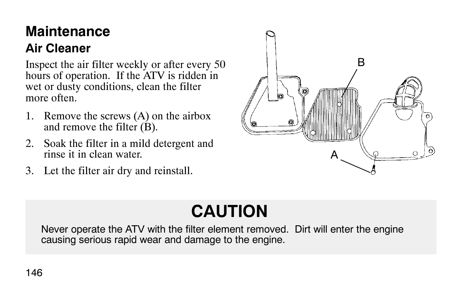 Caution, Maintenance | Polaris Sprotsman 90 User Manual | Page 148 / 188