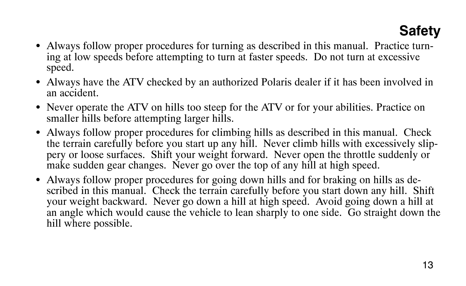 Safety | Polaris Sprotsman 90 User Manual | Page 15 / 188