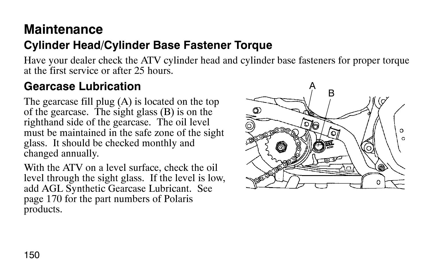 Maintenance | Polaris Sprotsman 90 User Manual | Page 152 / 188