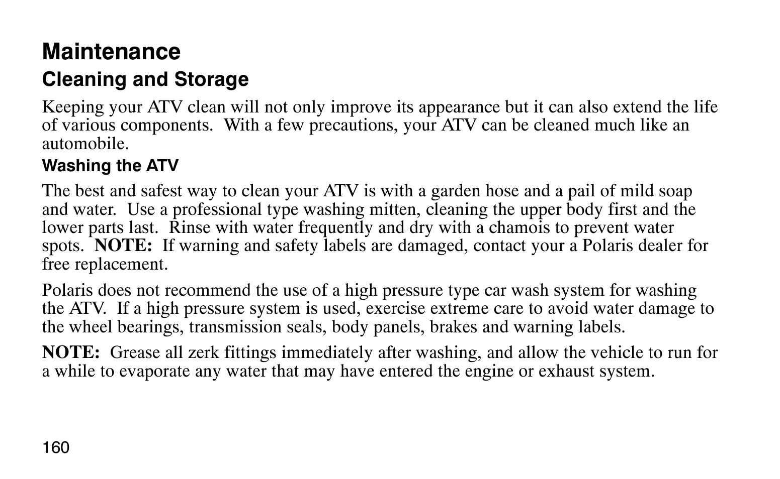 Maintenance | Polaris Sprotsman 90 User Manual | Page 162 / 188