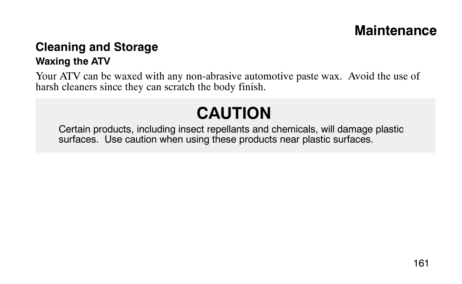 Caution, Maintenance | Polaris Sprotsman 90 User Manual | Page 163 / 188