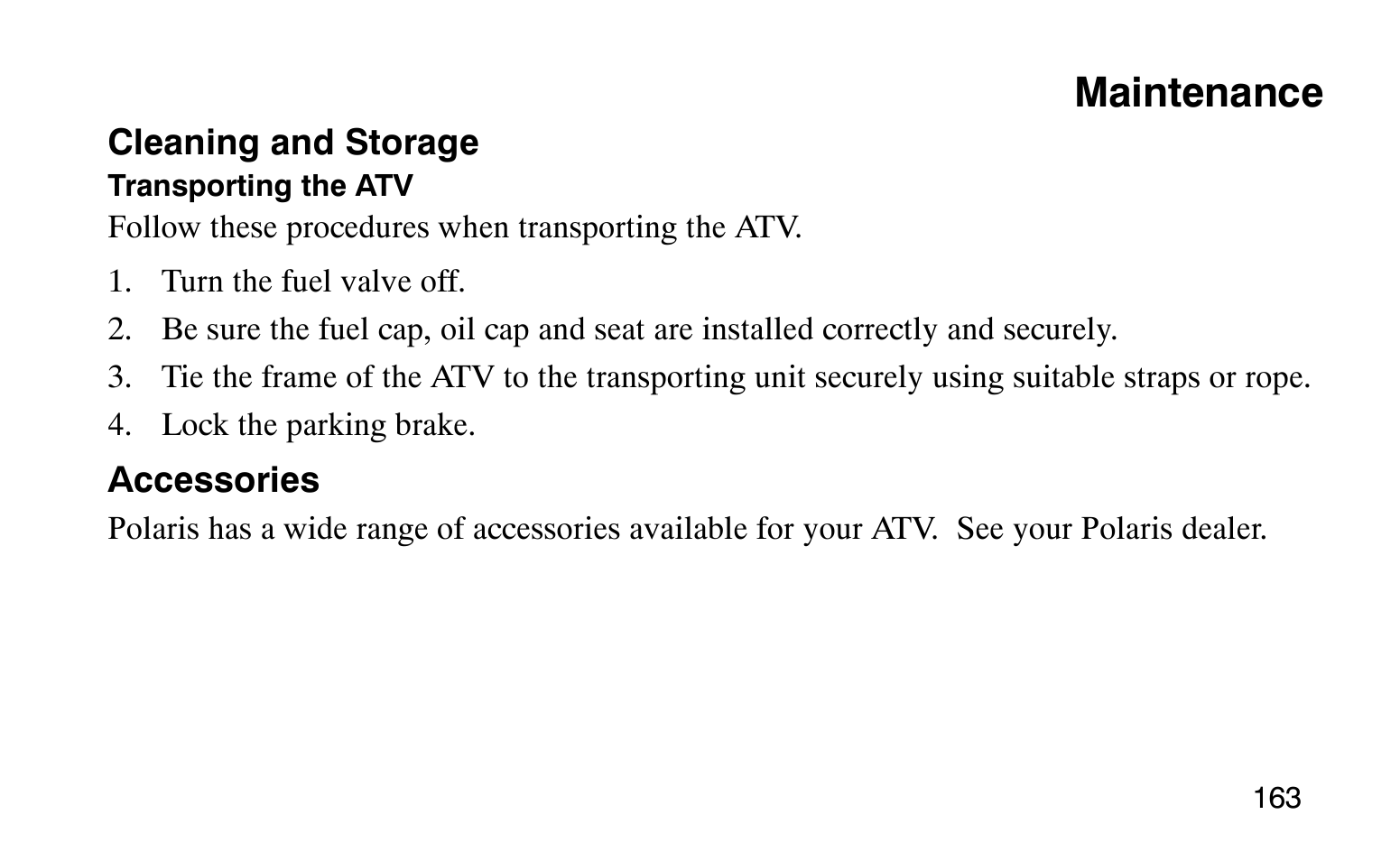 Maintenance | Polaris Sprotsman 90 User Manual | Page 165 / 188