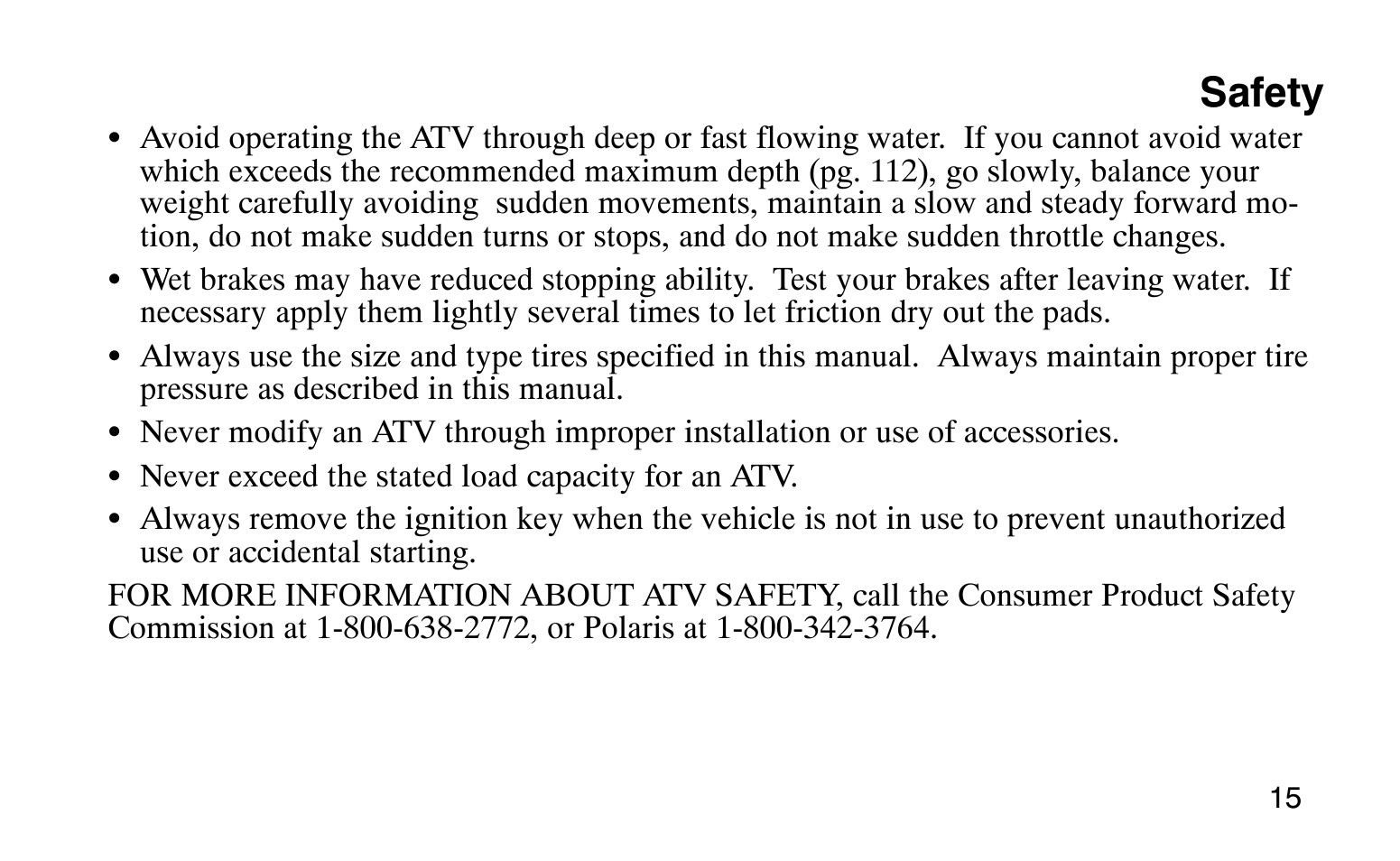 Safety | Polaris Sprotsman 90 User Manual | Page 17 / 188