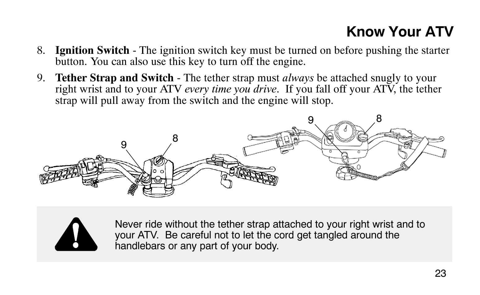 Know your atv | Polaris Sprotsman 90 User Manual | Page 25 / 188