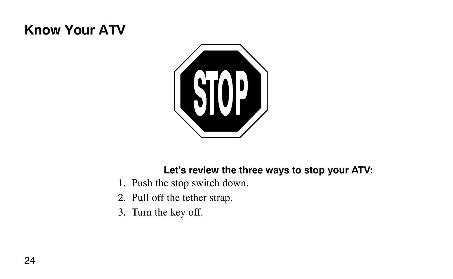 Know your atv | Polaris Sprotsman 90 User Manual | Page 26 / 188