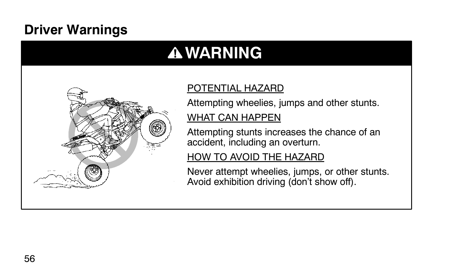 Warning | Polaris Sprotsman 90 User Manual | Page 58 / 188