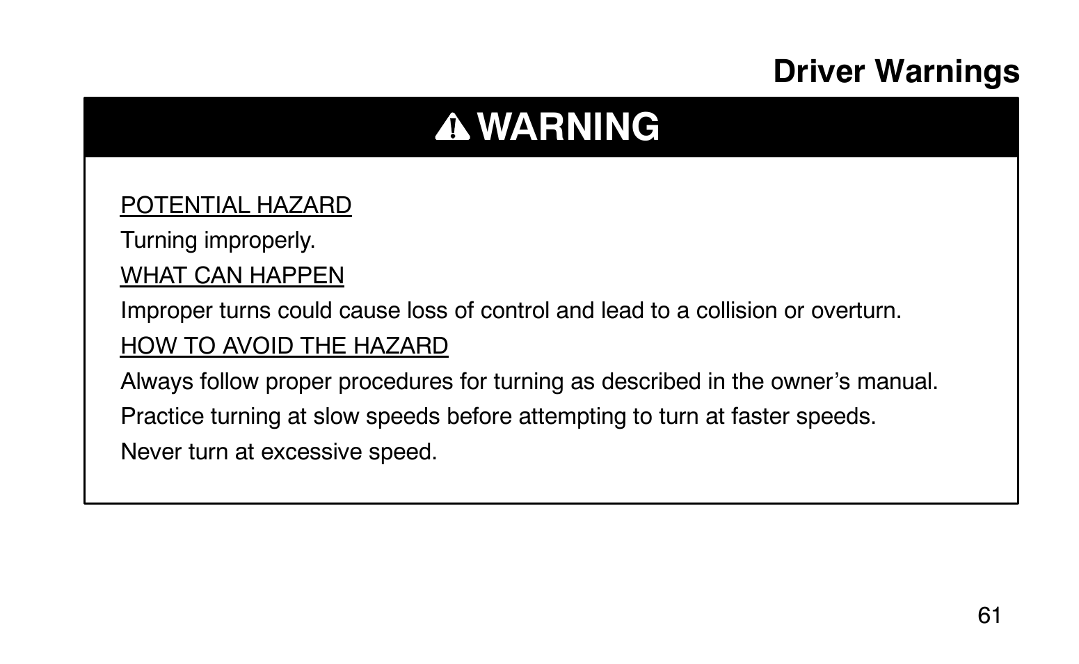 Warning | Polaris Sprotsman 90 User Manual | Page 63 / 188