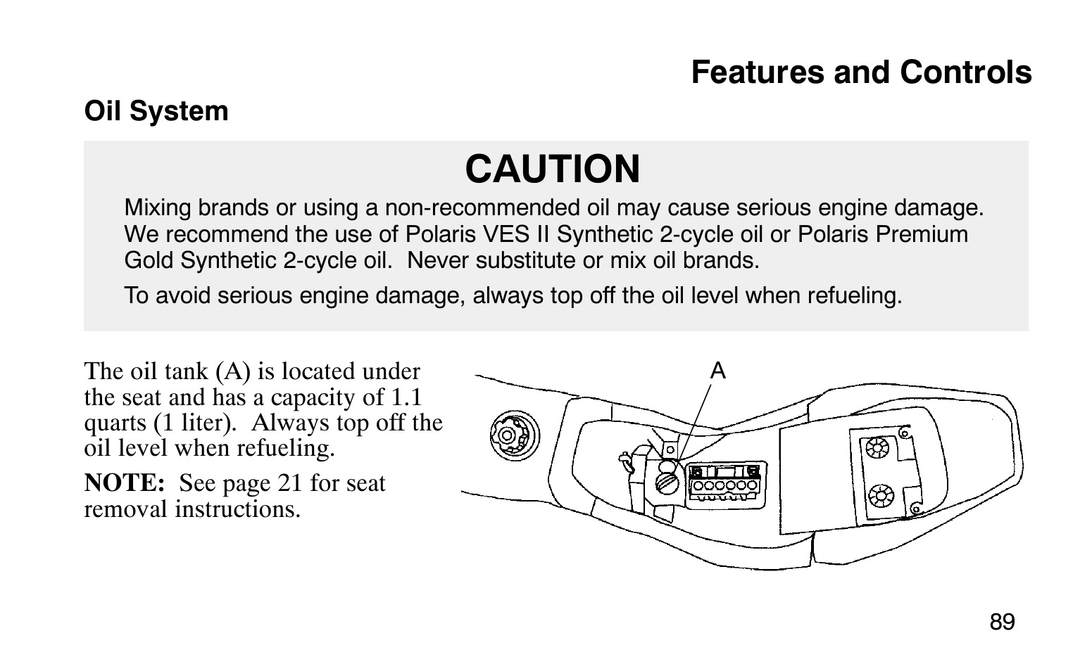 Caution, Features and controls | Polaris Sprotsman 90 User Manual | Page 91 / 188