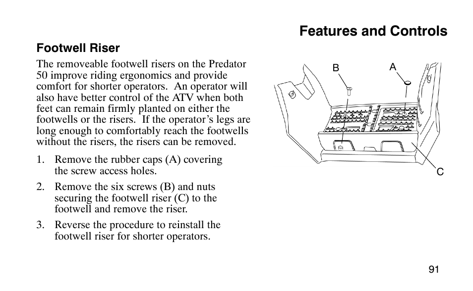 Features and controls | Polaris Sprotsman 90 User Manual | Page 93 / 188