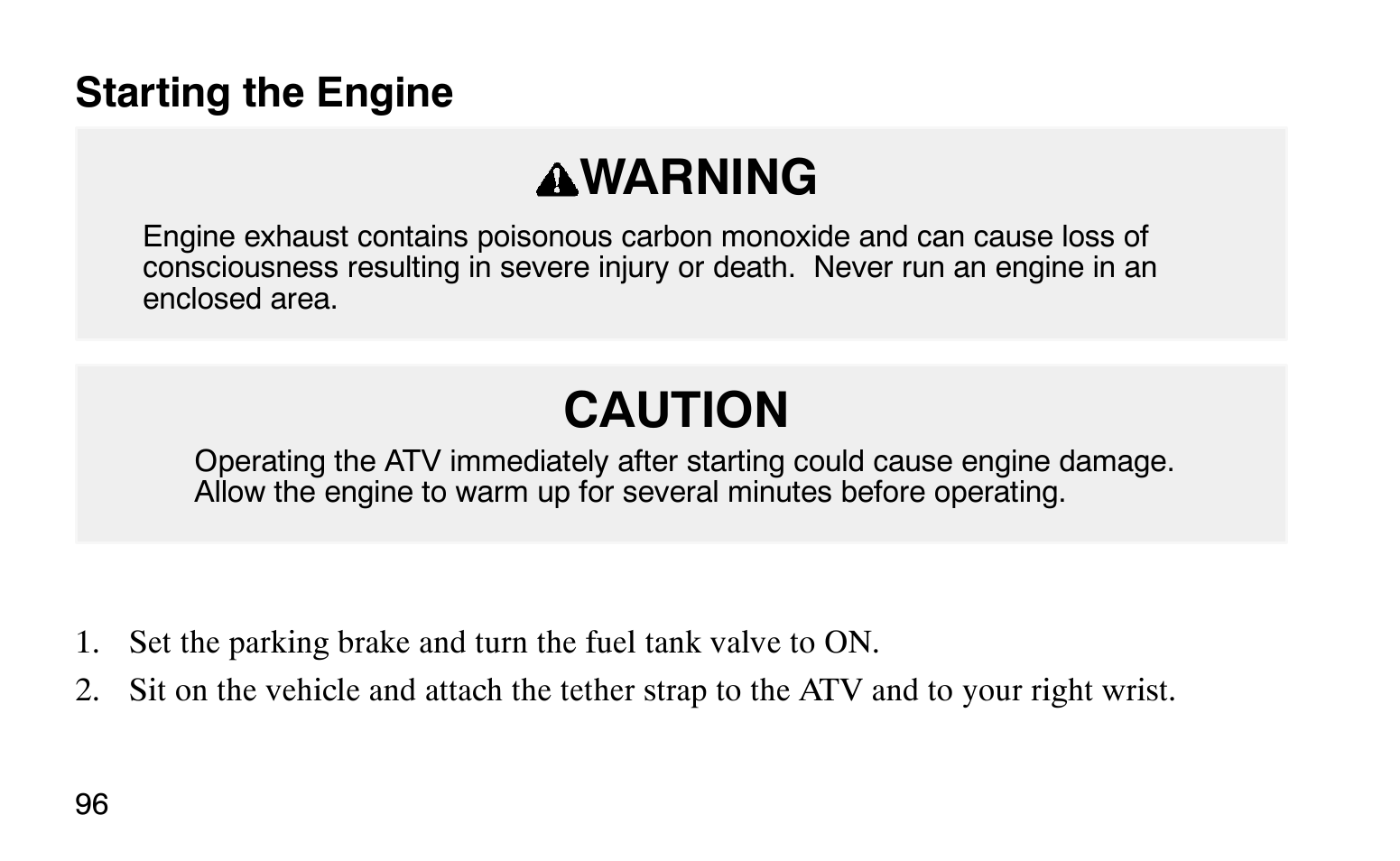 Warning, Caution | Polaris Sprotsman 90 User Manual | Page 98 / 188