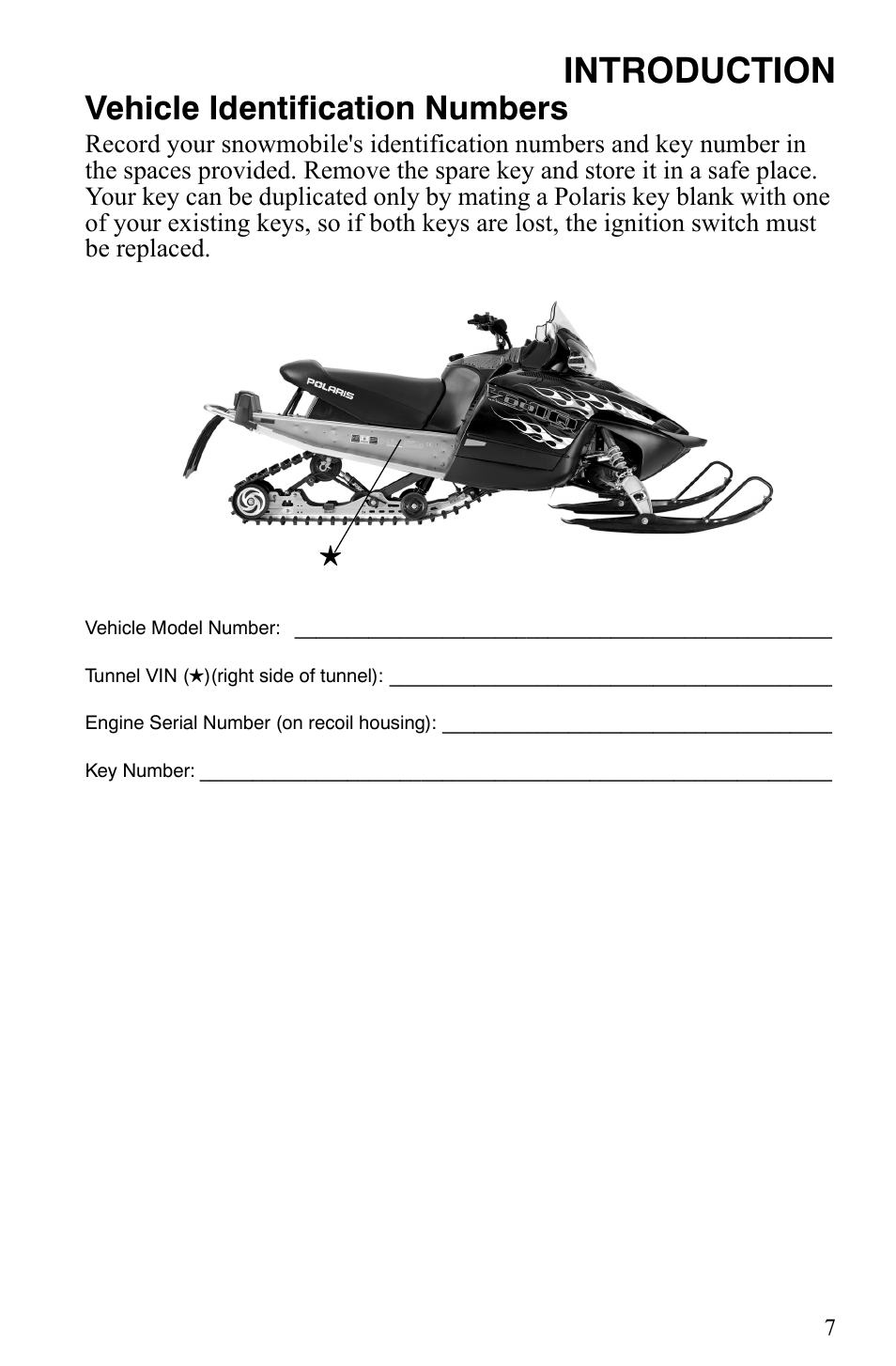 Introduction, Vehicle identification numbers | Polaris 700 IQ User Manual | Page 10 / 154