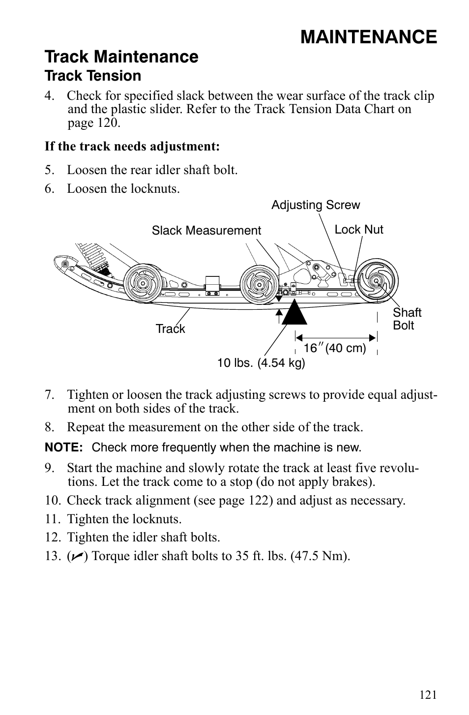Maintenance, Track maintenance | Polaris 700 IQ User Manual | Page 124 / 154