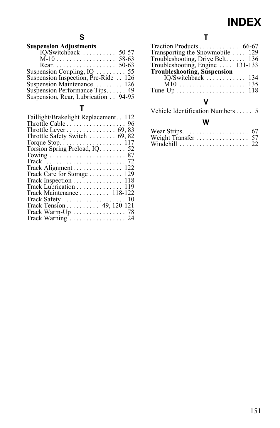 Index | Polaris 700 IQ User Manual | Page 154 / 154