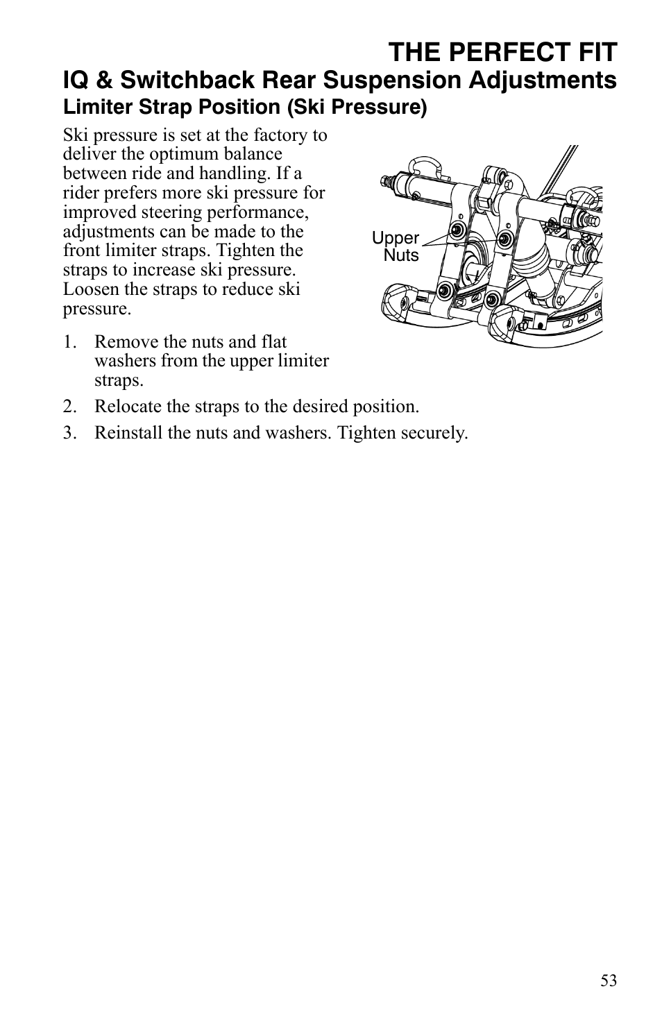 The perfect fit, Iq & switchback rear suspension adjustments | Polaris 700 IQ User Manual | Page 56 / 154