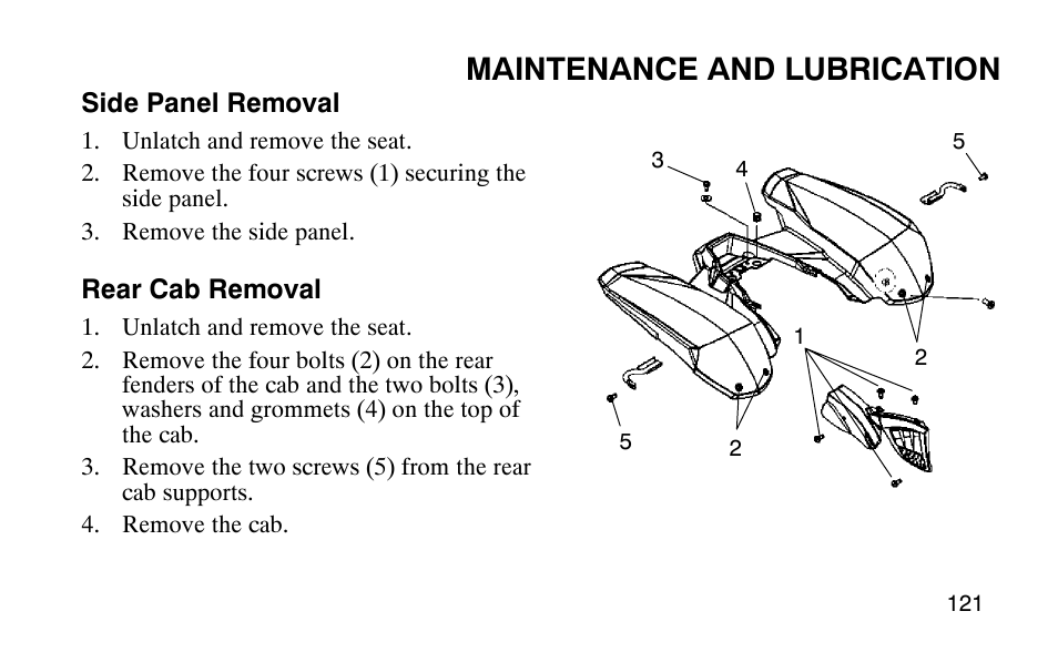 Maintenance and lubrication | Polaris 9919510 User Manual | Page 124 / 187