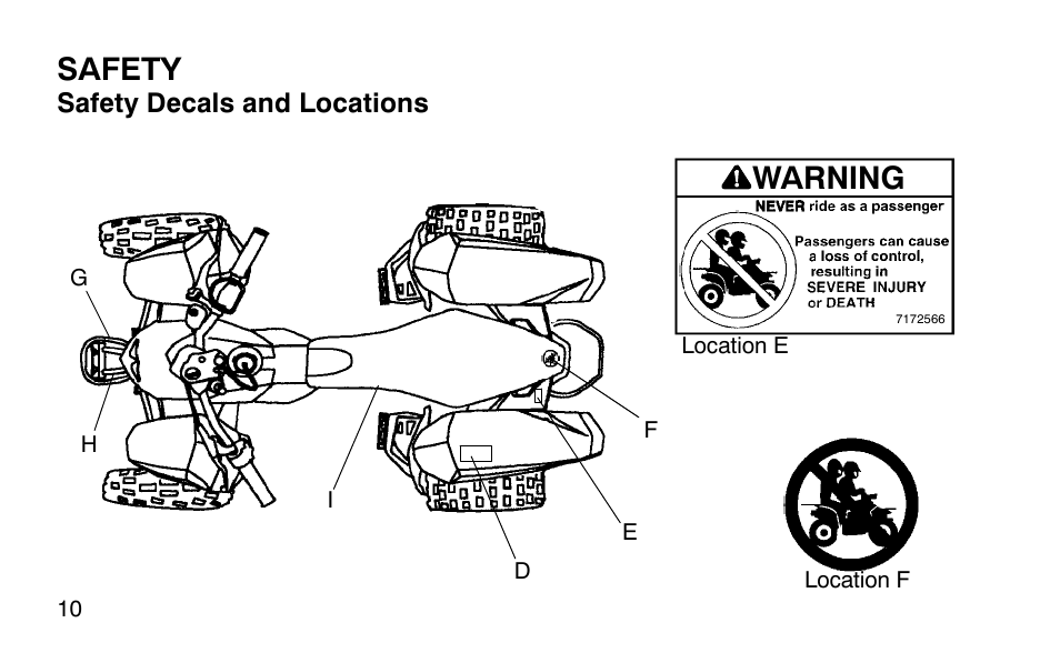 Safety, Warning | Polaris 9919510 User Manual | Page 13 / 187