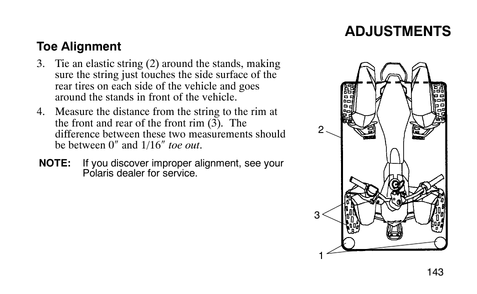 Adjustments | Polaris 9919510 User Manual | Page 146 / 187