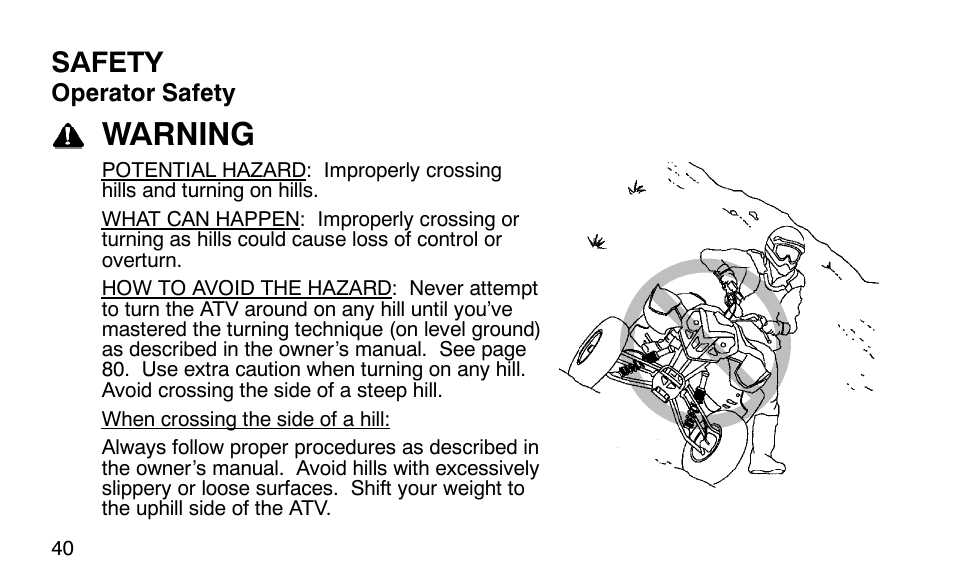 Warning, Safety | Polaris 9919510 User Manual | Page 43 / 187