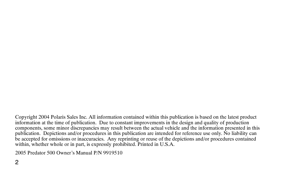 Polaris 9919510 User Manual | Page 5 / 187