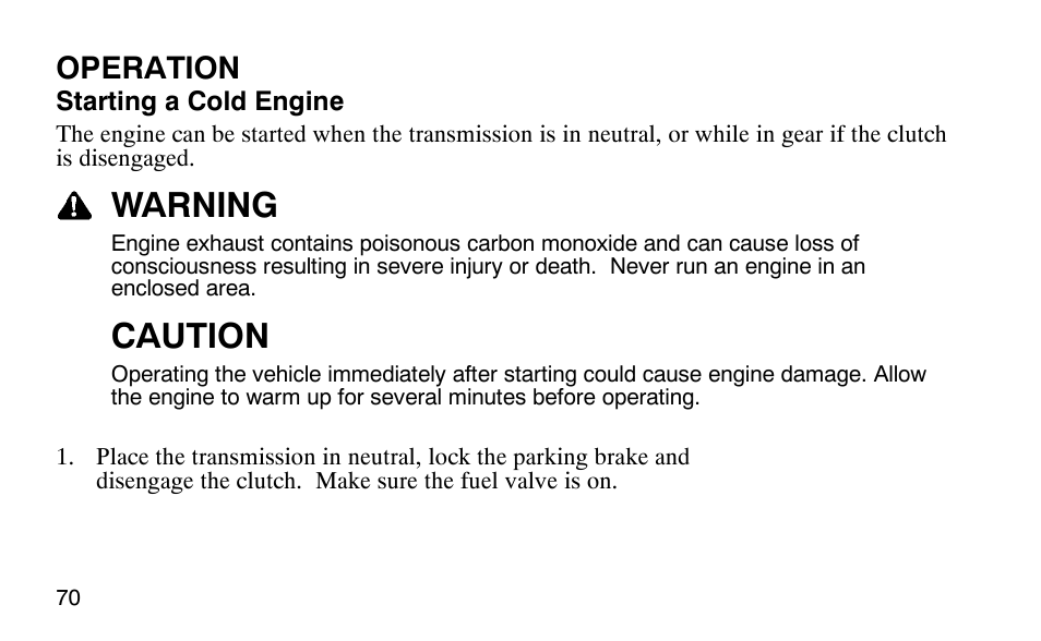 Warning, Caution, Operation | Polaris 9919510 User Manual | Page 73 / 187