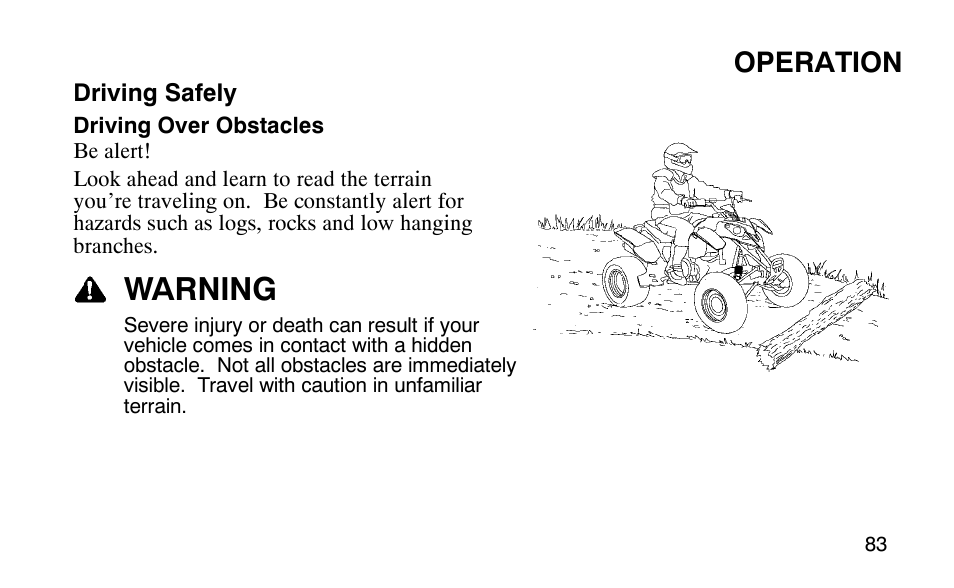 Warning, Operation | Polaris 9919510 User Manual | Page 86 / 187