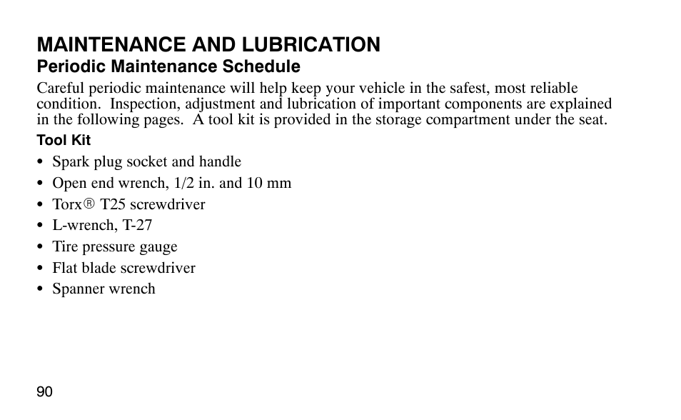 Maintenance and lubrication | Polaris 9919510 User Manual | Page 93 / 187