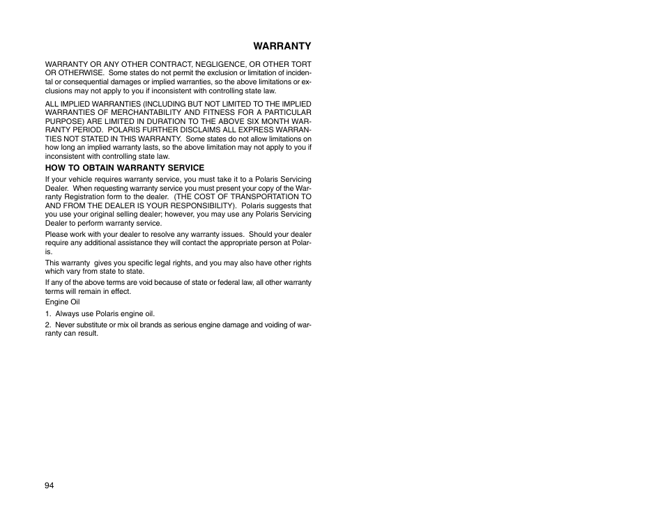 Polaris 2009 99 Ranger User Manual | Page 103 / 104